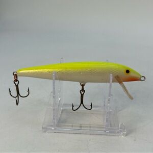 Vtg RAPALA COUNTDOWN IRELAND Minnow Jerkbait Fishing Lure Neon Yellow/White